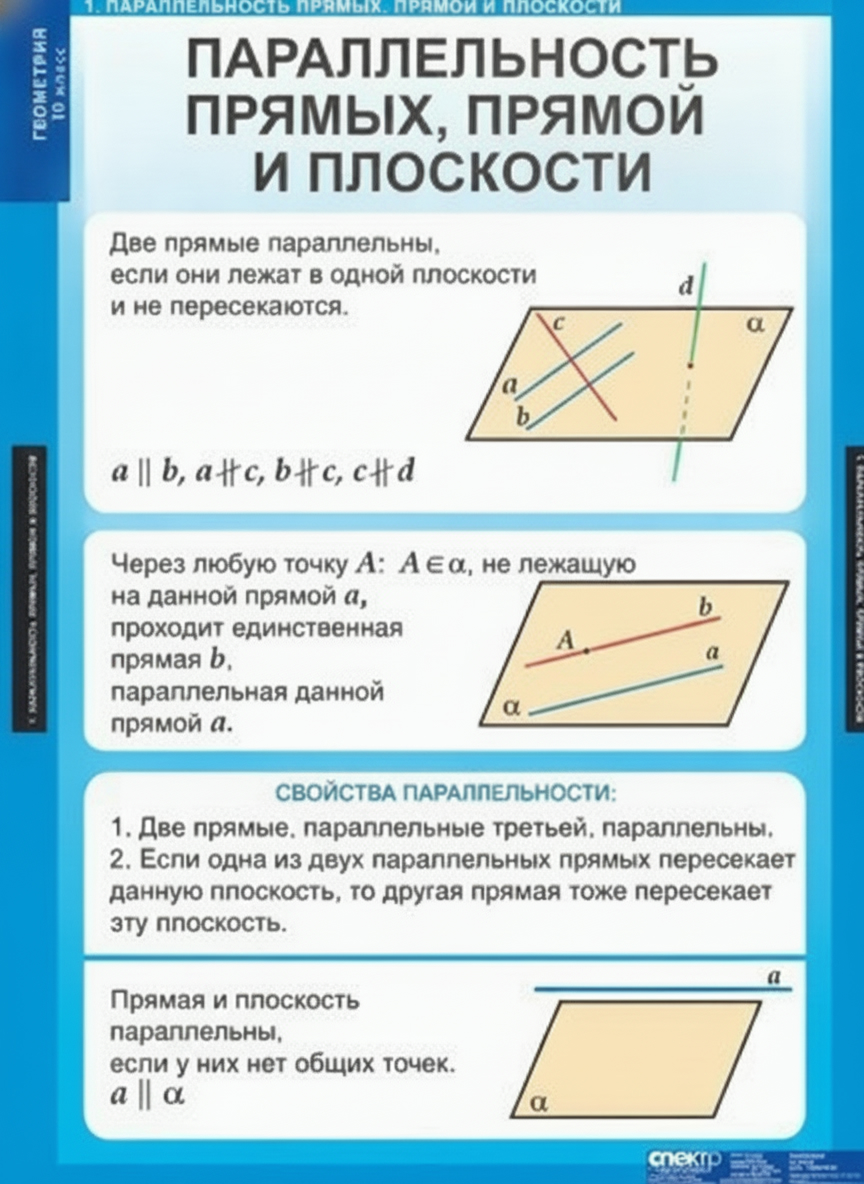Комплект плакатов Математика. Геометрия 10 кл.