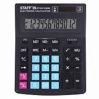 Калькулятор настольный STAFF PLUS STF-333-BKBU ( 200x154 мм) 12 разрядов, ЧЕРНО-СИНИЙ, 250461