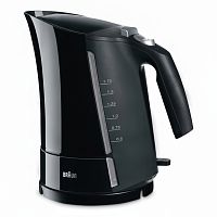 Чайник BRAUN WK-300, 1,7 л, 2200 Вт, закрытый нагревательный элемент, пластик, черный