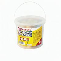 Мел цветной BRAUBERG, набор 20 шт., для рисования на асфальте, круглый, пластиковое ведро, 223557