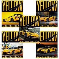 Тетрадь А5 48 л. HATBER скоба, клетка, обложка картон, "YELLOWsupercar" (5 видов в спайке), 48Т5В1