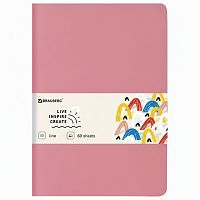 Тетрадь 60 л. в линию обложка кожзам SoftTouch, сшивка, B5 (179х250мм), РОЗОВЫЙ, BRAUBERG RAINBOW, 403885