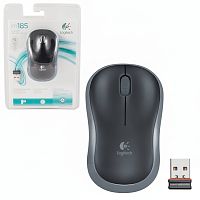 Мышь беспроводная LOGITECH M185, 2 кнопки + 1 колесо-кнопка, оптическая, черно-серая, 910-002238