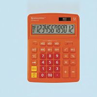 Калькулятор настольный BRAUBERG EXTRA-12-RG (206x155 мм), 12 разрядов, двойное питание, ОРАНЖЕВЫЙ, 250485