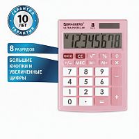 Калькулятор настольный BRAUBERG ULTRA PASTEL-08-PK, КОМПАКТНЫЙ (154x115 мм), 8 разрядов, двойное питание, РОЗОВЫЙ, 250514