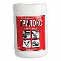Дезинфицирующие салфетки влажные 90 шт. ТРИЛОКС, для обработки поверхностей, банка, ДСТ-90