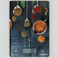 Весы кухонные SCARLETT SC-KS57P68, электронный дисплей, max вес 10 кг, тарокомпенсация, стекло