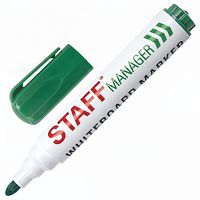 Маркер стираемый для белой доски ЗЕЛЕНЫЙ, STAFF "Manager", 5 мм, с клипом, 151494