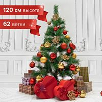 Ель новогодняя искусственная "Velvet Pinewood" 120 см, с инеем и шишками, ПВХ, ЗОЛОТАЯ СКАЗКА, 591702