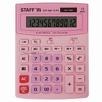 Калькулятор настольный STAFF STF-888-12-PK (200х150 мм) 12 разрядов, двойное питание, РОЗОВЫЙ, 250452