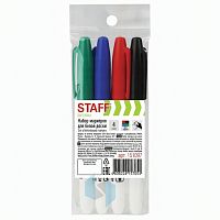 Маркеры стираемые для белой доски НАБОР 4 ЦВЕТА, STAFF EVERYDAY, 2,5 мм, тонкий корпус, 151097