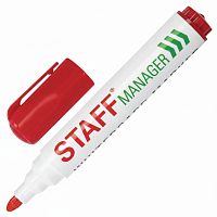 Маркер стираемый для белой доски КРАСНЫЙ, STAFF "Manager", 5 мм, с клипом, 151493
