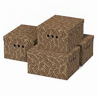 Короб для хранения из плотного микрогофрокартона 330х250х185 мм, КОМПЛЕКТ 4 ШТ., BRAUBERG HOME "Узор", 271816