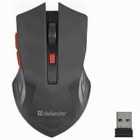 Мышь беспроводная DEFENDER Accura MM-275, USB, 5 кнопок + 1 колесо-кнопка, оптическая, красная, 52276