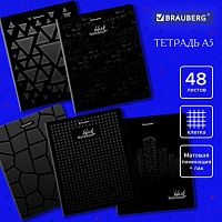 Тетрадь А5 48л. BRAUBERG скоба, клетка, матовая ламинация, выборочный лак, ДИЗАЙН_3,, 404375