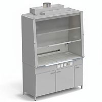 Шкаф вытяжной с мойкой из НС и ВЗБ светильником, рабочая поверхность монолитный керамогранит