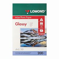 Фотобумага А4, 200 г/м2, 50 листов, односторонняя, глянцевая, LOMOND, 0102020