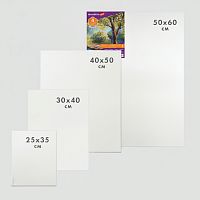 Холсты на подрамнике BRAUBERG ART DEBUT, НАБОР 4шт, грунтованные, 100% хлопок, мелкое зерно, 191028
