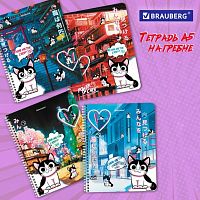 Тетрадь А5 80л. BRAUBERG гребень, клетка, ДИЗАЙН 3, Код_1С, 404415