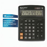 Калькулятор настольный BRAUBERG EXTRA-14-BK (206x155 мм), 14 разрядов, двойное питание, ЧЕРНЫЙ, 250474