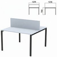 Стол письменный 2-МЕСТНЫЙ на металлокаркасе "Арго", 1200х1236х760 мм, серый (КОМПЛЕКТ)