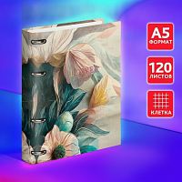 Тетрадь на кольцах А5 160х212мм, 120л, картон, фольга, клетка, BRAUBERG, Pastel, 404737