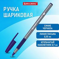 Ручка шариковая с грипом BRAUBERG "i-STICK POINT", СИНЯЯ, корпус серый, линия письма 0,35 мм, 144021