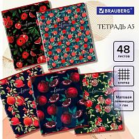 Тетрадь А5 48л. BRAUBERG скоба, клетка, матовая ламинация, выборочный лак, ДИЗАЙН_4,, 404376
