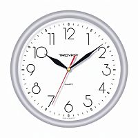 Часы настенные TROYKA 21270212, круг, белые, серебристая рамка, 24,5х24,5х3,1 см