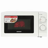 Микроволновая печь SONNEN MW2070B-6MW, 20 л, 700 Вт, таймер, механическое управление, белая, 454651