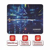 Коврик для мыши SONNEN "SINGULARITY", резина + ткань, 220х180х3 мм, 513293