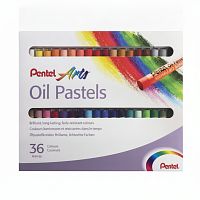 Пастель масляная художественная PENTEL "Oil Pastels", 36 цветов, круглое сечение, картонная упаковка, PHN4-36