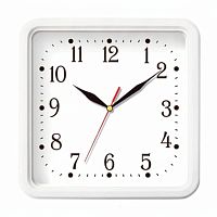 Часы настенные TROYKA 81810835, квадрат, белые, белая рамка, 26х26х3,5 см