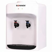 Кулер водонагреватель БЕЗ ОХЛАЖДЕНИЯ, SONNEN TSH-02T, настольный, 2 крана, белый, 455412