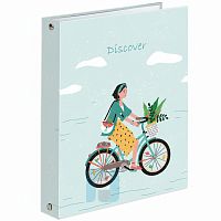 Тетрадь на кольцах А5 165х215 мм, 120 л., твердый картон, клетка, BRAUBERG, "Discover", 404085