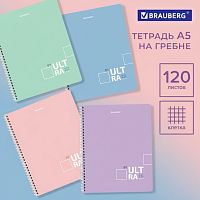 Тетрадь А5 120л. BRAUBERG гребень, клетка, ДИЗАЙН 1, Код_1С, 404445