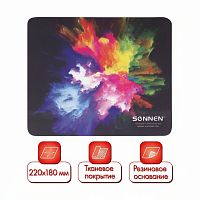 Коврик для мыши SONNEN "EXPLOSIVE", резина + ткань, 220х180х3 мм, 513291