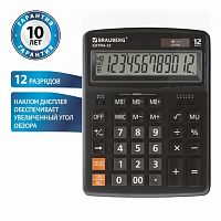 Калькулятор настольный BRAUBERG EXTRA-12-BK (206x155 мм), 12 разрядов, двойное питание, ЧЕРНЫЙ, 250481