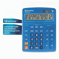Калькулятор настольный BRAUBERG EXTRA-12-BU (206x155 мм), 12 разрядов, двойное питание, СИНИЙ, 250482
