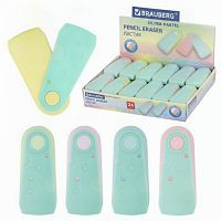 Ластик BRAUBERG "ULTRA PASTEL", 57х24х15 мм, пастельные цвета ассорти, бирюзовый пластиковый держатель, 272688