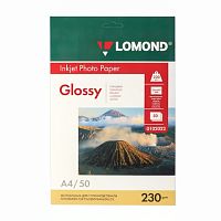 Фотобумага А4, 230 г/м2, 50 листов, односторонняя, глянцевая, LOMOND, 0102022