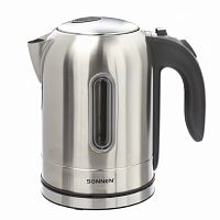 Чайник SONNEN KT-1755, 1,7 л, 2200 Вт, закрытый нагревательный элемент, нержавеющая сталь, 453419