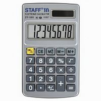 Калькулятор карманный металлический STAFF STF-1008 (103х62 мм), 8 разрядов, двойное питание, 250115