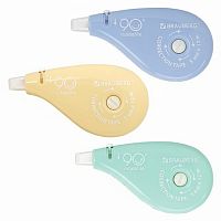 Корректирующая лента BRAUBERG PASTEL 5 мм х 12 м, вращающийся наконечник 90°, ВЫГОДНАЯ УПАКОВКА 3 штуки в блистере,механизм перемотки,272489