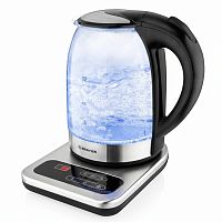 Чайник с терморегулятором BRAYER BR1003, 1,7л, 2200Вт, закрытый нагревательный элемент, стекло