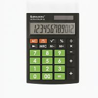 Калькулятор настольный BRAUBERG ULTRA COLOR-12-BKLG (192x143 мм), 12 разрядов, двойное питание, ЧЕРНО-САЛАТОВЫЙ, 250498