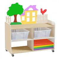 Тумба для хранения игрушек и пособий с декорацией на колесах №3