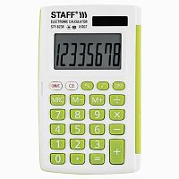 Калькулятор карманный STAFF STF-6238 (104х63 мм), 8 разядов, двойное питание, БЕЛЫЙ С ЗЕЛЁНЫМИ КНОПКАМИ, блистер, 250283