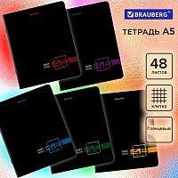 Тетрадь А5 48л. BRAUBERG скоба, клетка, глянцевая ламинация, ДИЗАЙН_6, код_1С, 404350