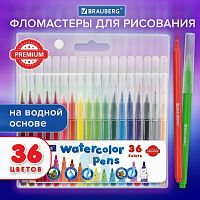Фломастеры BRAUBERG PREMIUM, 36 цветов, КЛАССИЧЕСКИЕ, вентилируемый колпачок, ПВХ-упаковка, 152505